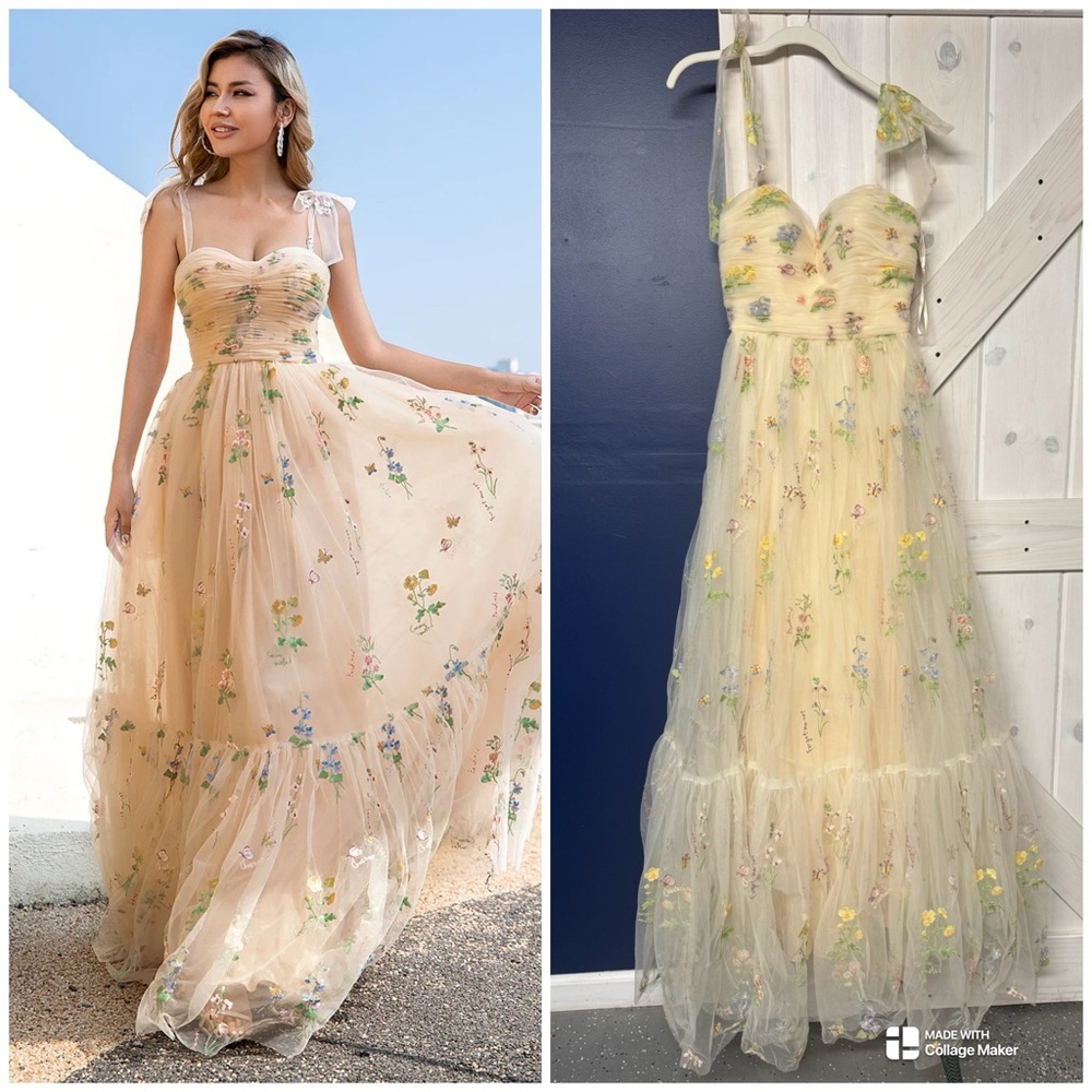 Floral Embroidered Prom Dress